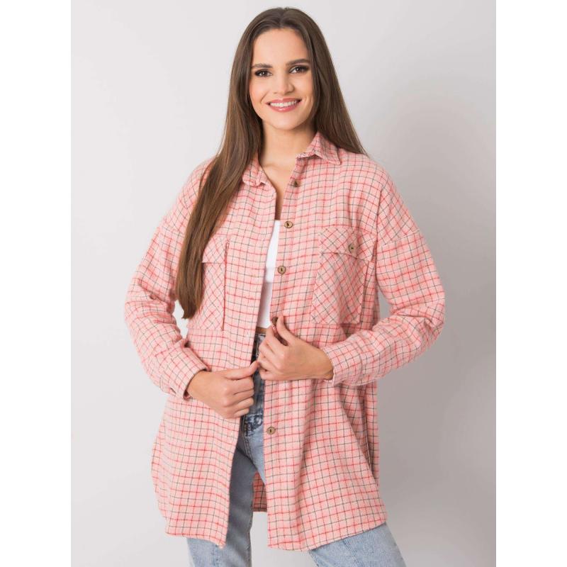 Dámská košile kostkovaná dlouhá Jose RUE PARIS světle růžová