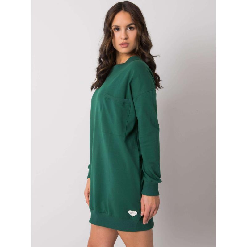 Dámské šaty s kapsami Hanely RUE PARIS tmavě zelené 