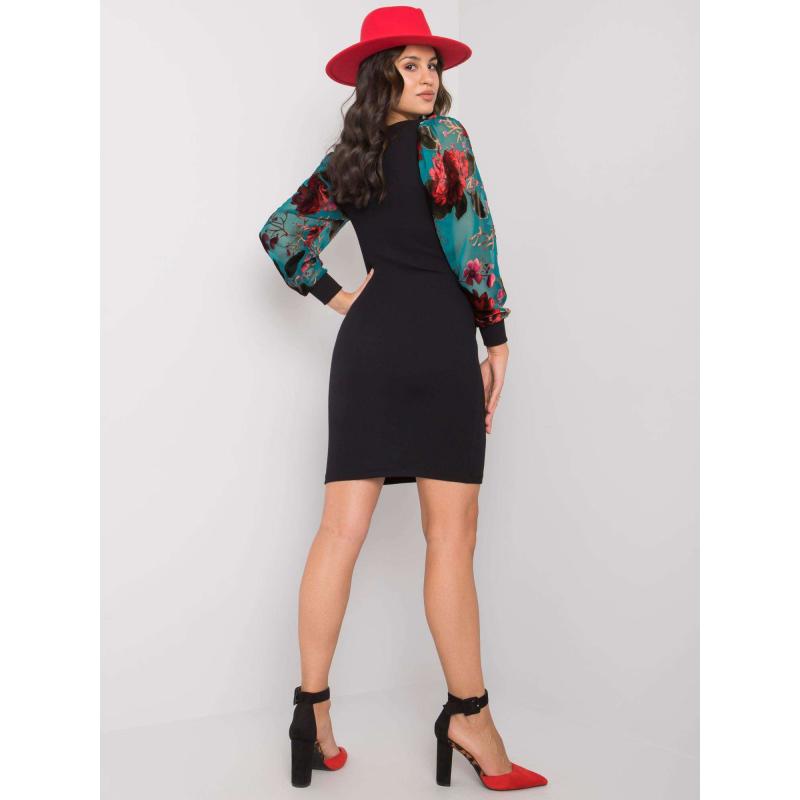 Dámské šaty s ozdobnými rukávy Elyssa RUE PARIS černé  