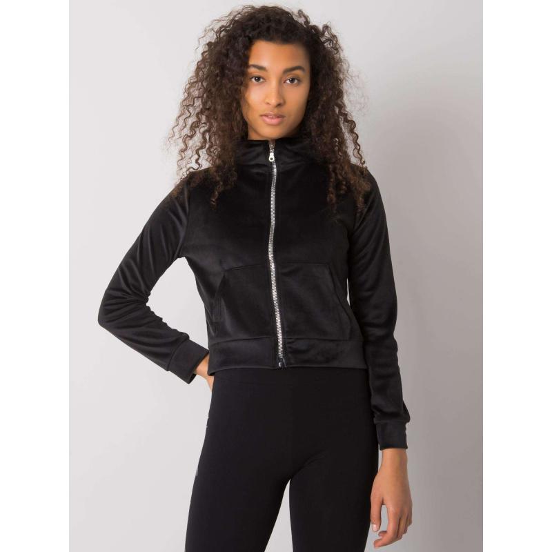 Női velúr pulóver Charley RUE PARIS fekete