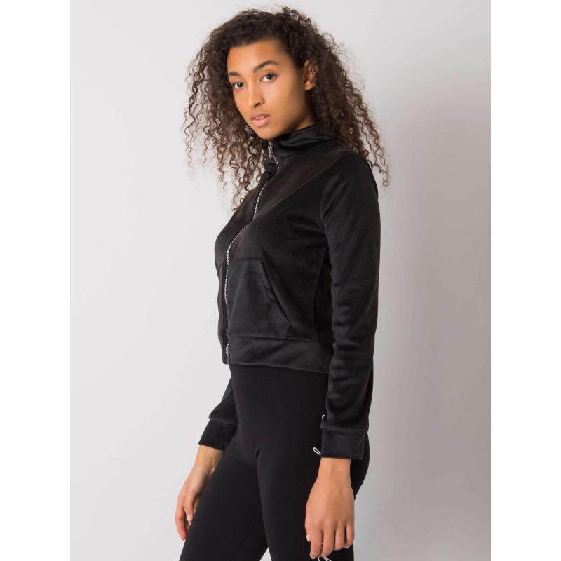 Női velúr pulóver Charley RUE PARIS fekete