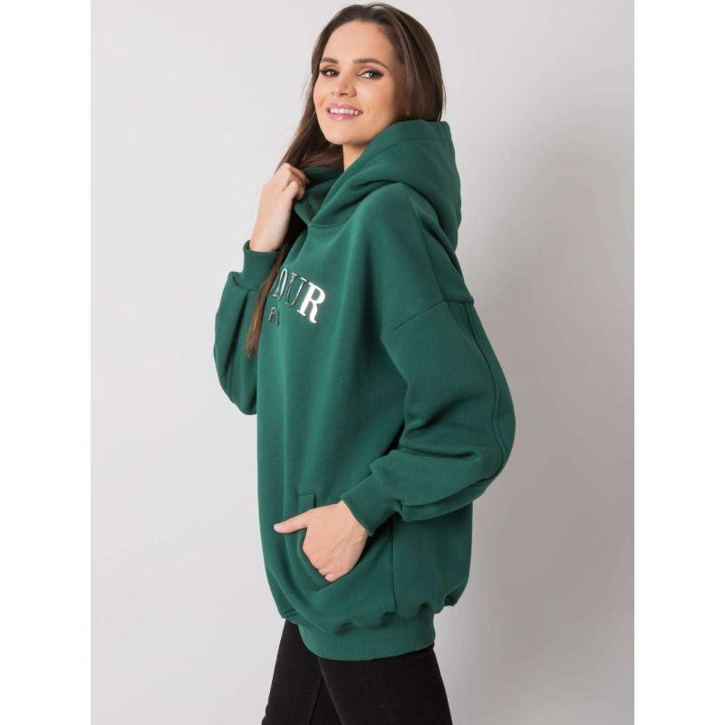 Dámská mikina s nášivkou Lille RUE PARIS tmavě zelená 