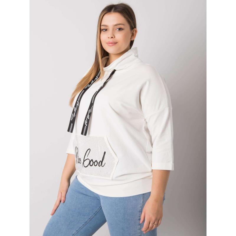 Női plus size blúz CRYSTAL CRYSTAL strasszkövekkel, ekrü színben