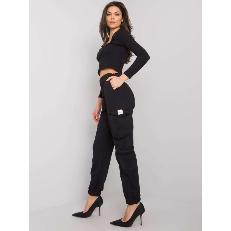 Dámské tepláky s kapsami Mila RUE PARIS černé 