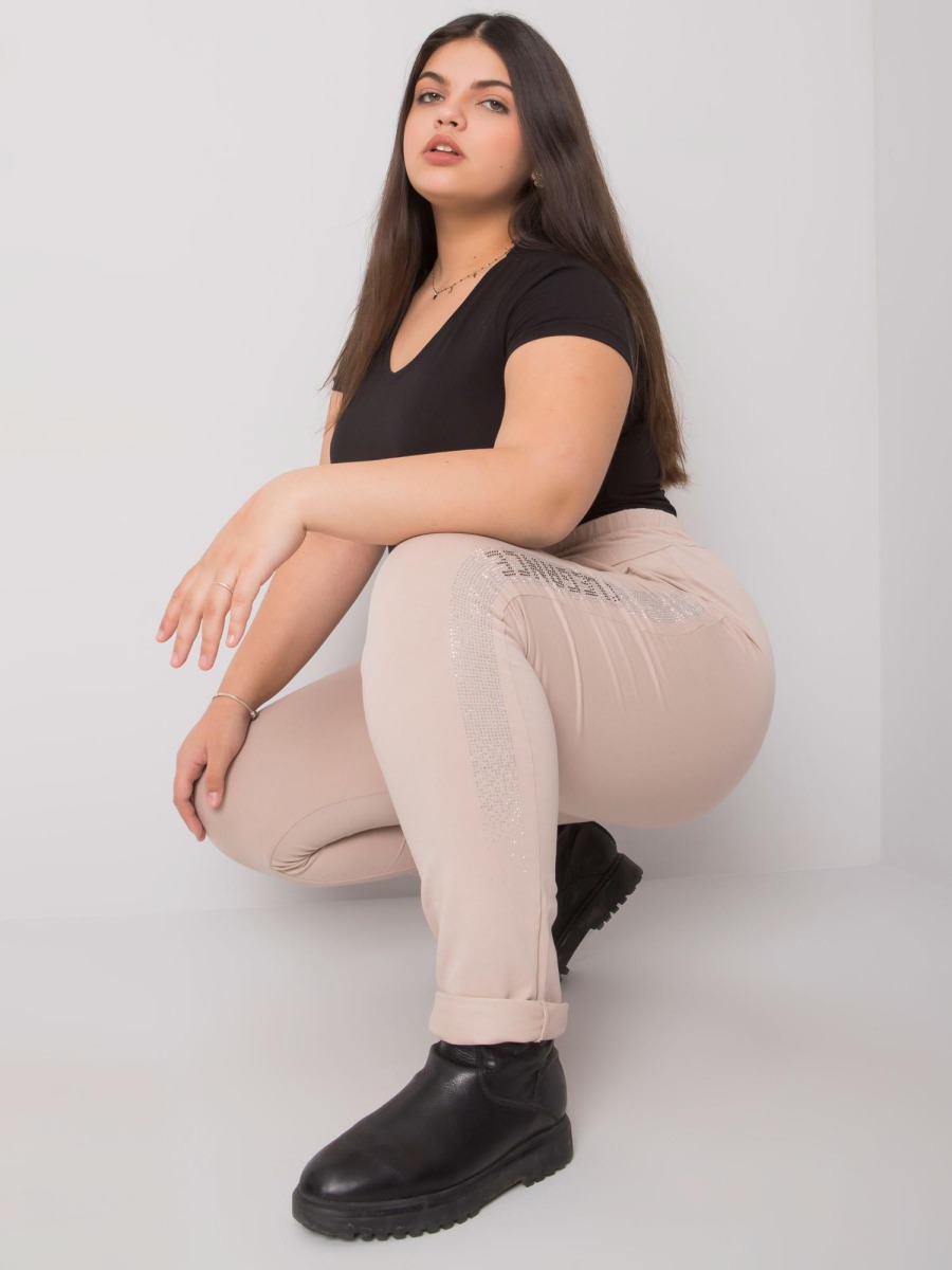 Dámské tepláky  plus size AELIS béžové