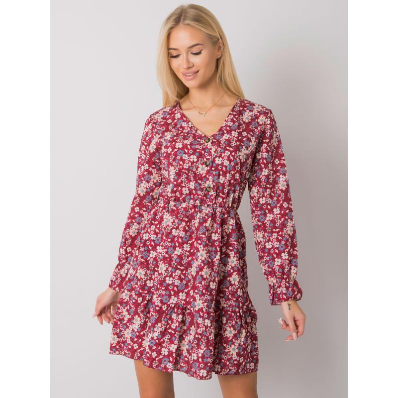 Anavi OCH BELLA női fodros ruha bordó színben