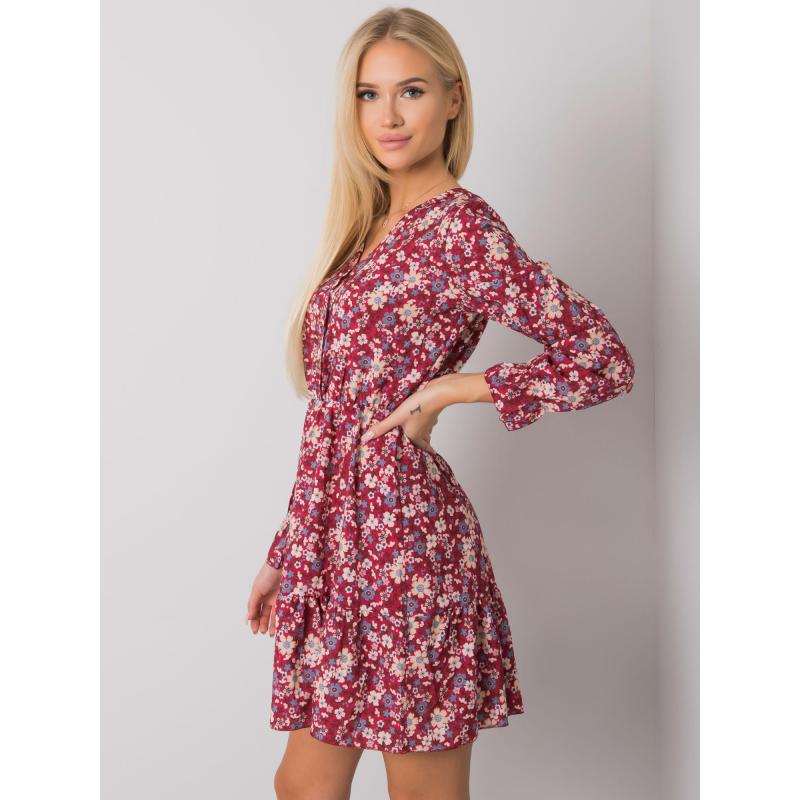 Anavi OCH BELLA női fodros ruha bordó színben