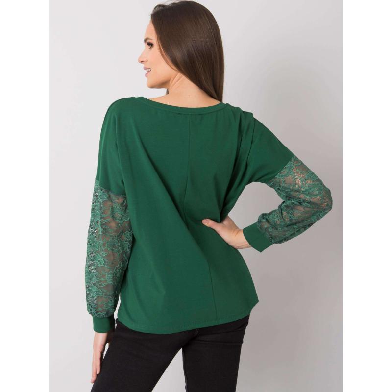 Dámská halenka s krajkou Shantelle RUE PARIS tmavě zelená 