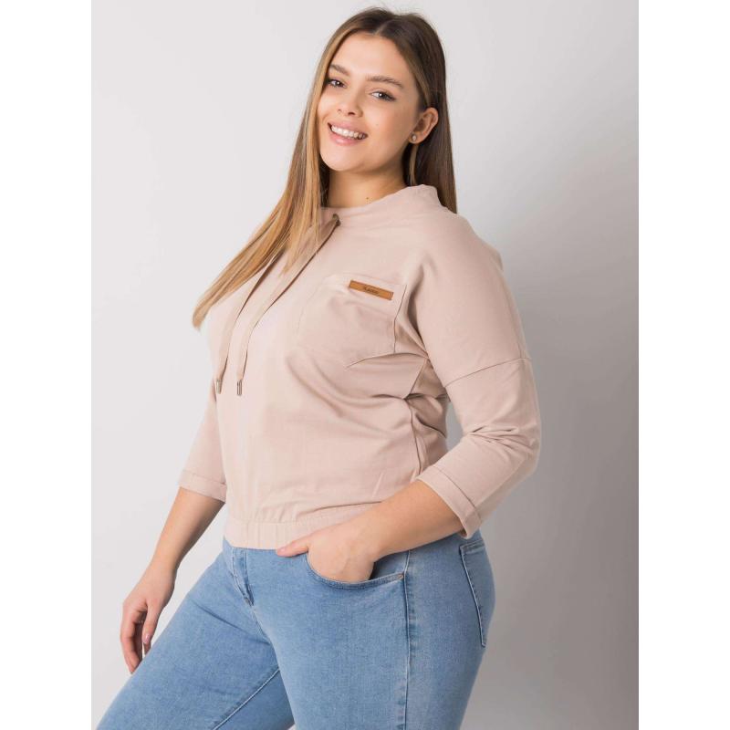 Női kapucni nélküli plus size blúz PASADENA világos bézs