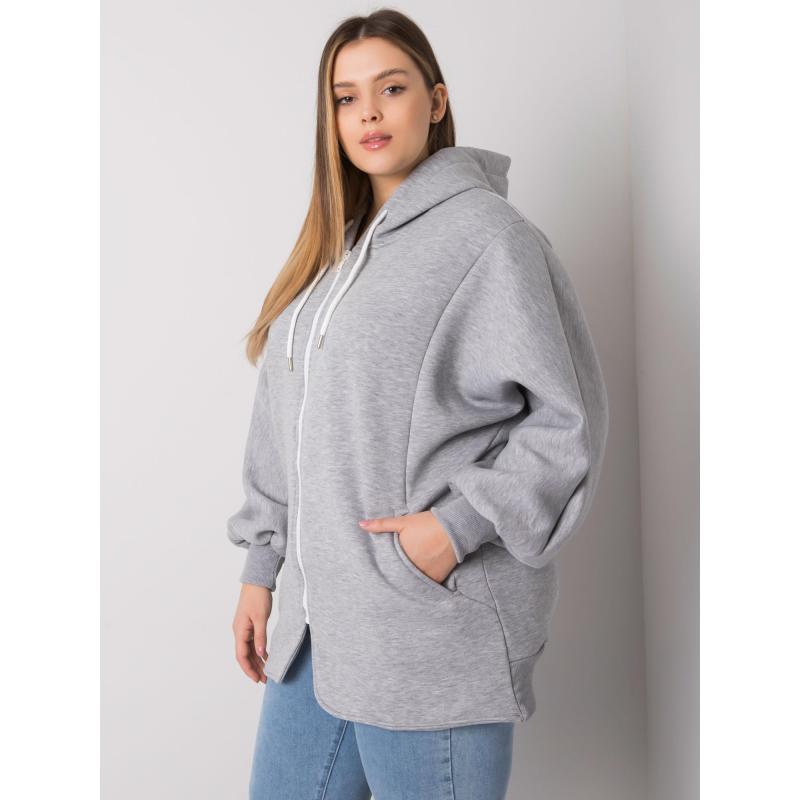 Dámská mikina melanžová plus size ELLA šedá 