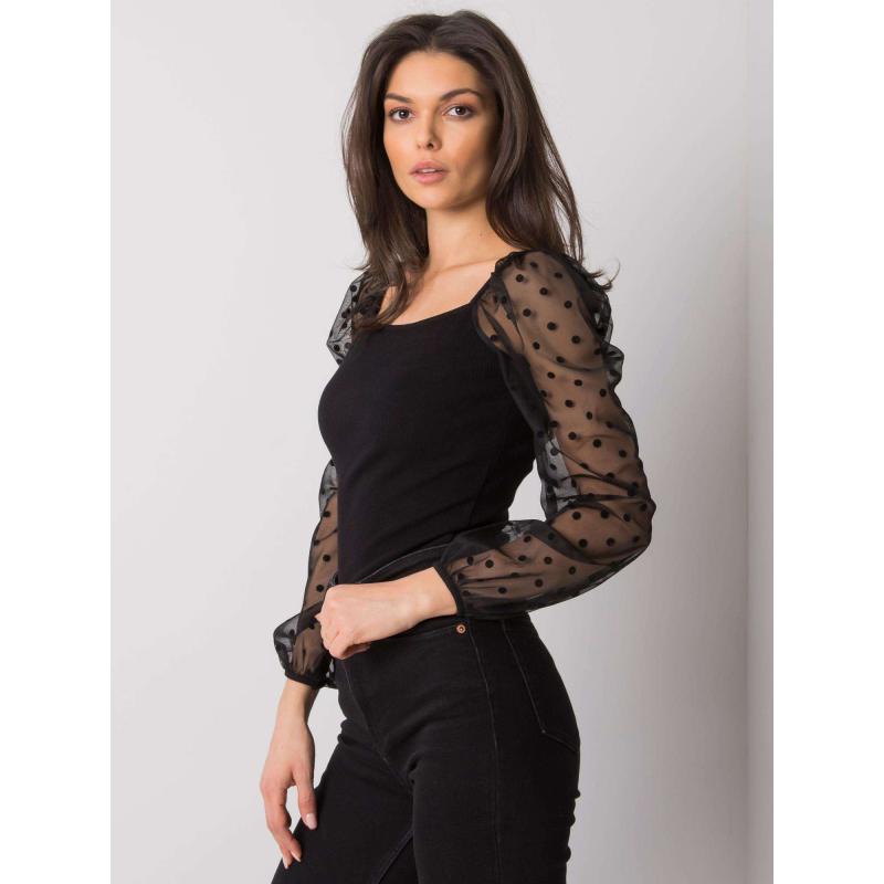 Dámská halenka s ozdobnými rukávy Charm RUE PARIS černá 