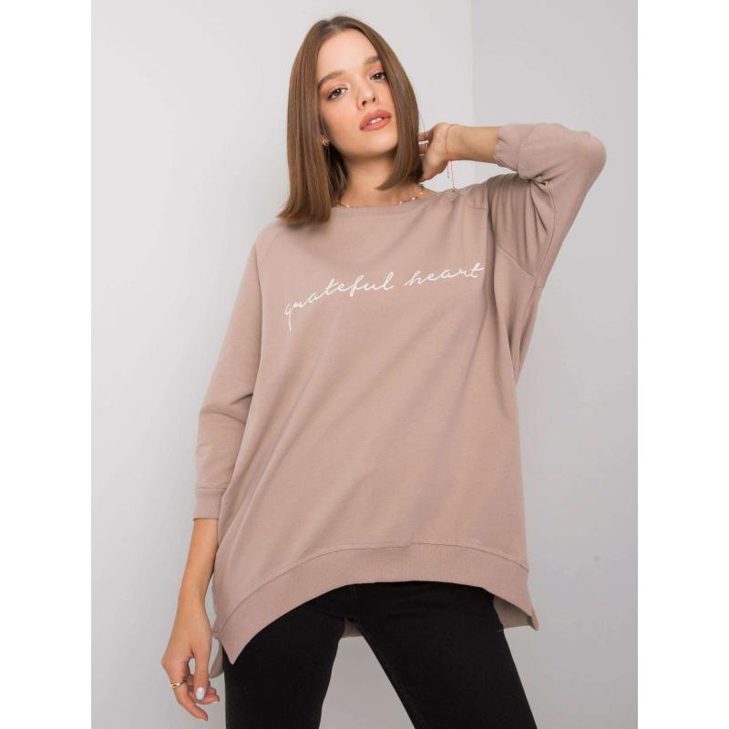 Női kapucnis pulóver Karissa RUE PARIS sötét bézs