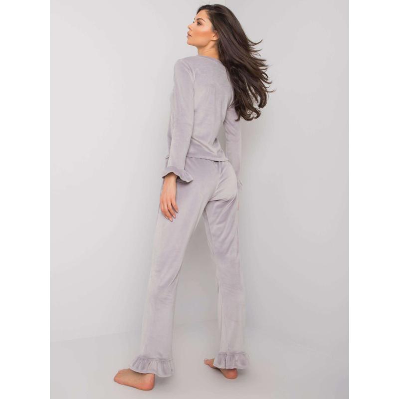 Dámské pyžamo s kalhotami velurové Camille RUE PARIS šedé