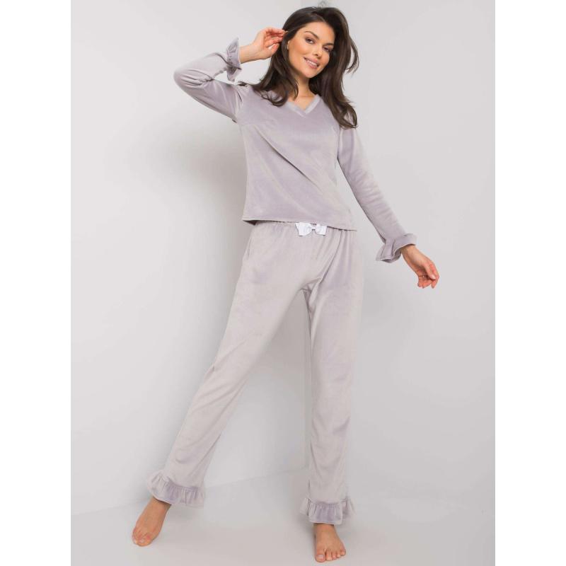 Dámské pyžamo s kalhotami velurové Camille RUE PARIS šedé