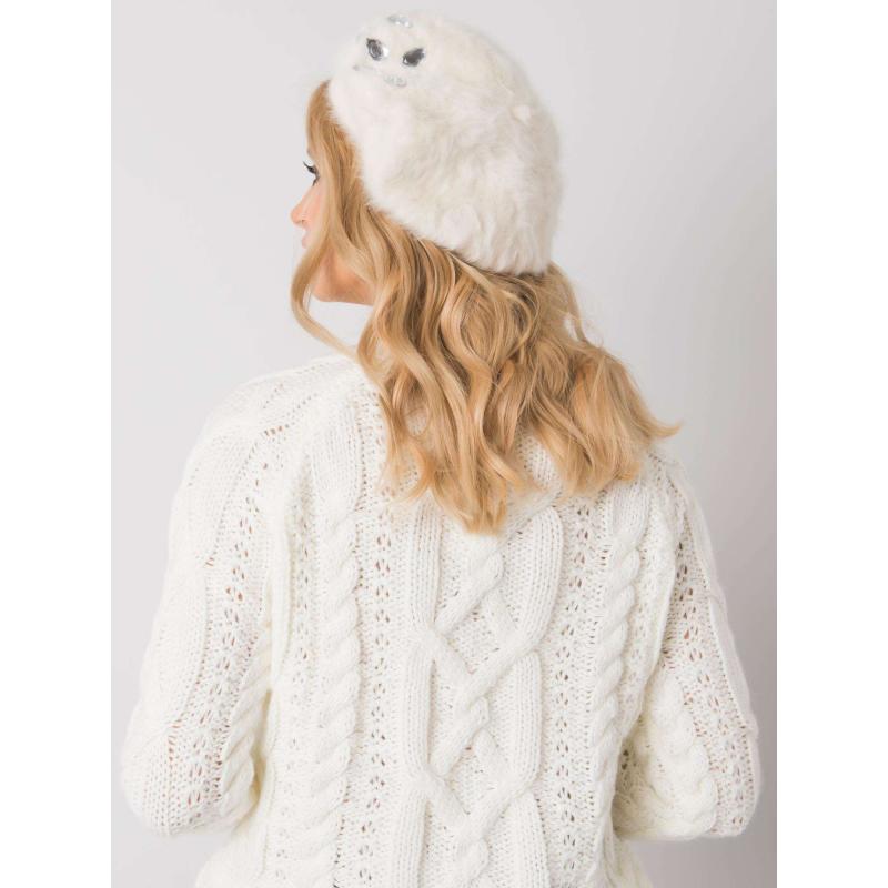 Dámský baret s aplikací VIRA ecru