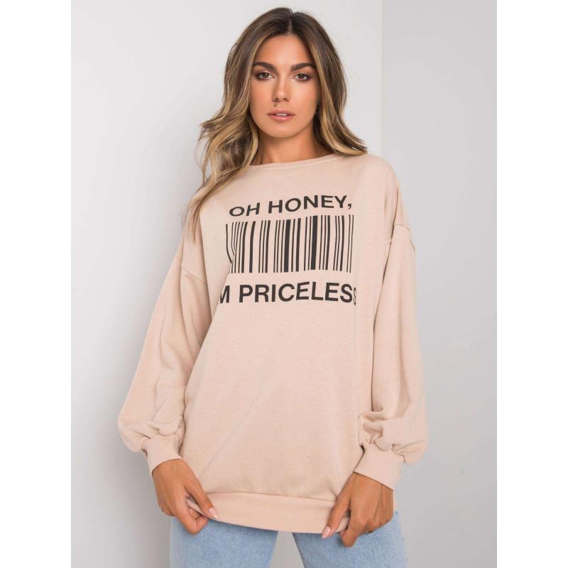 Női nyomtatott pulóver KARIS bézs színben