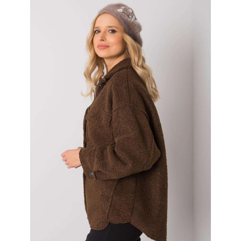 Dámská baretka s nášivkou tmavě béžová 