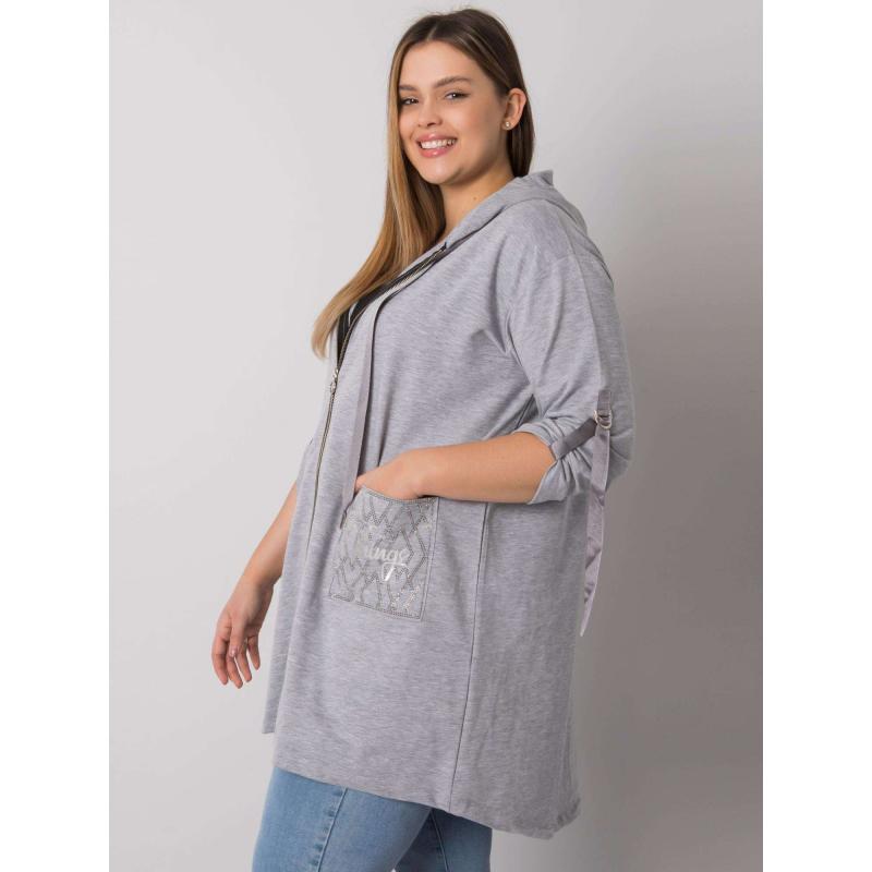 Női plus size melange cipzáras kapucnis pulóver ZURICH szürke