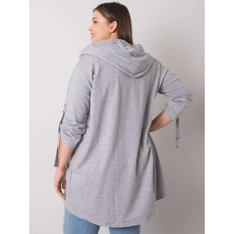 Női plus size melange cipzáras kapucnis pulóver ZURICH szürke