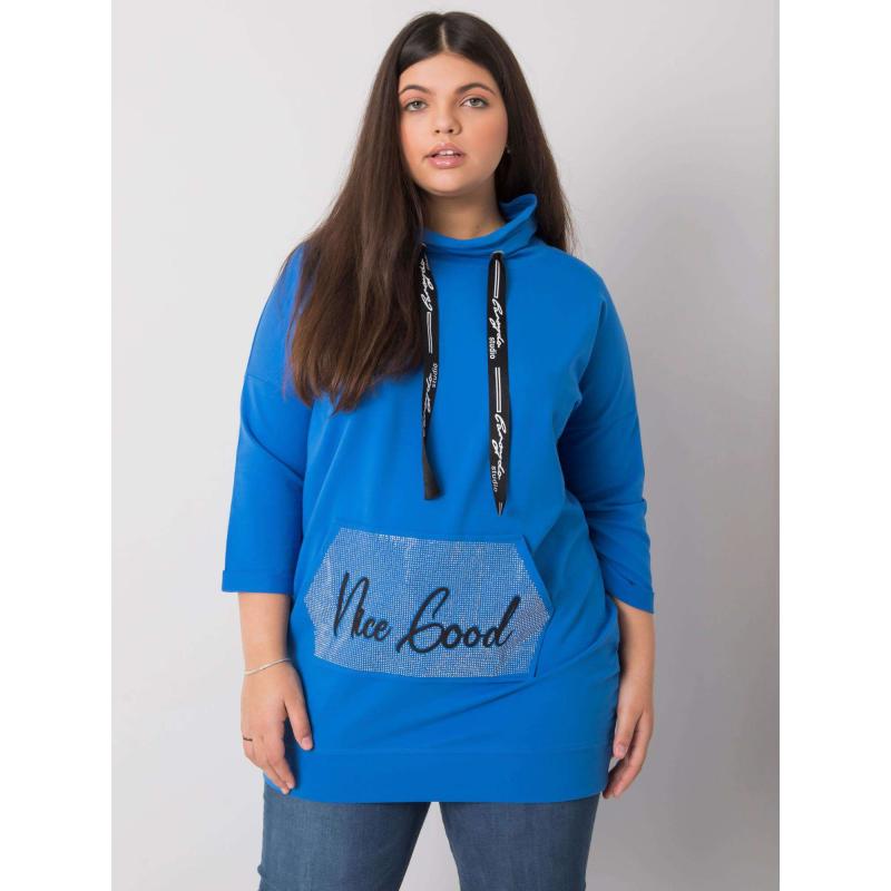 Dámská halenka s kamínky plus size CRYSTAL tmavě modrá 