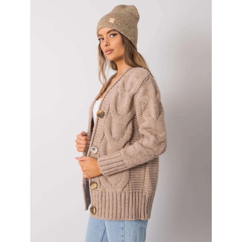 Női bézs és sárga RUE PARIS sapka applikációval