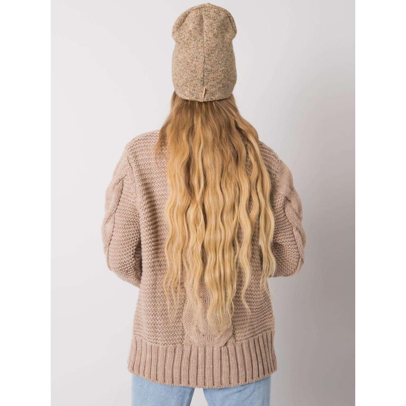 Női bézs és sárga RUE PARIS sapka applikációval