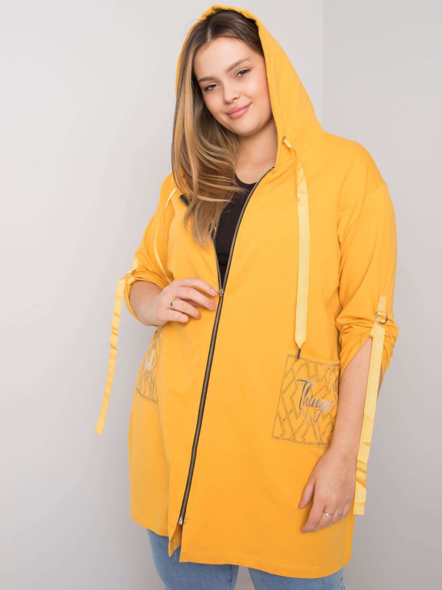 Dámská mikina na zip plus size ZURICH žlutá 