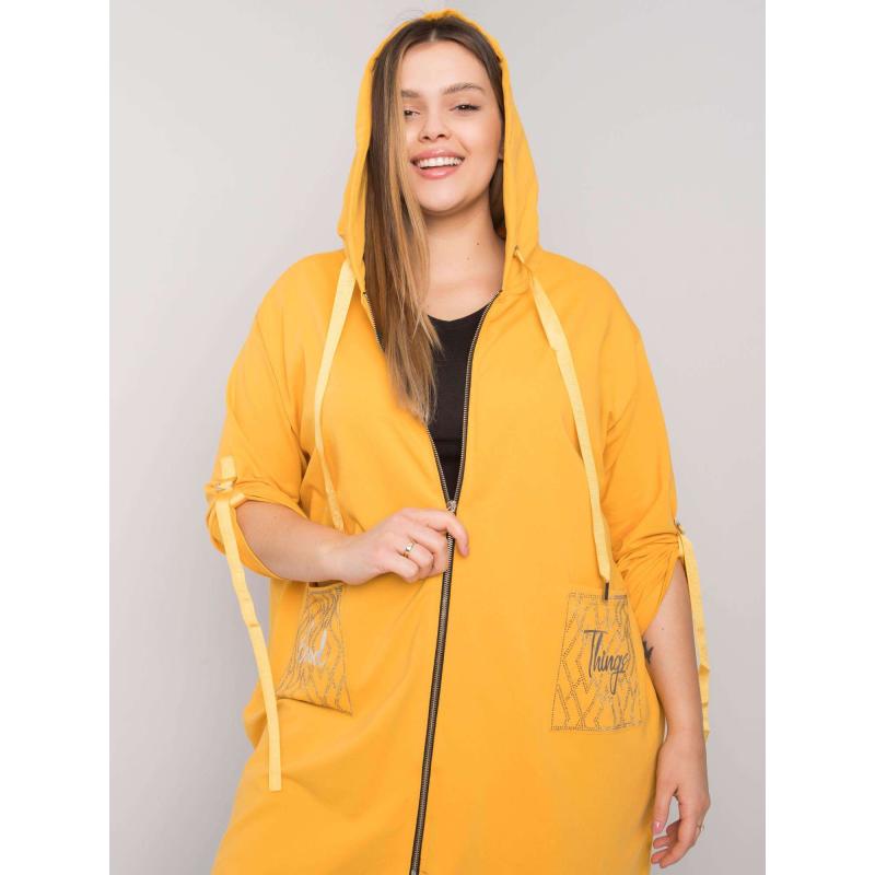 Női plus size cipzáras pulóver ZURICH sárga