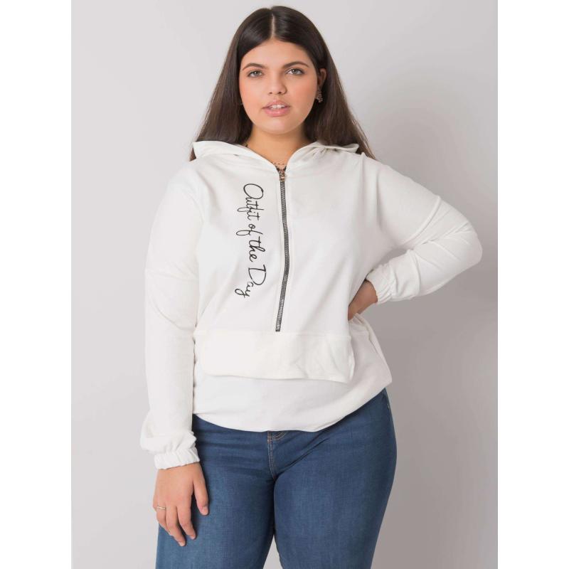 Dámská mikina na zip plus size KAYLEE ecru 