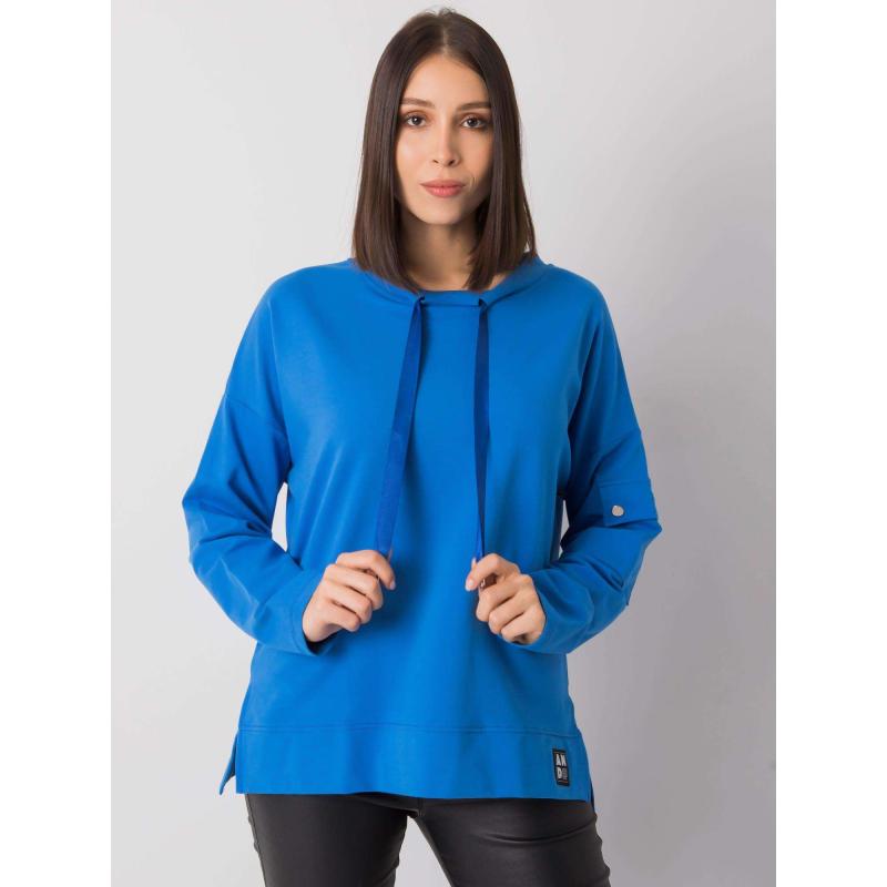 Dámska plus size blúzka s vreckami na rukávoch LUNNARA modrá