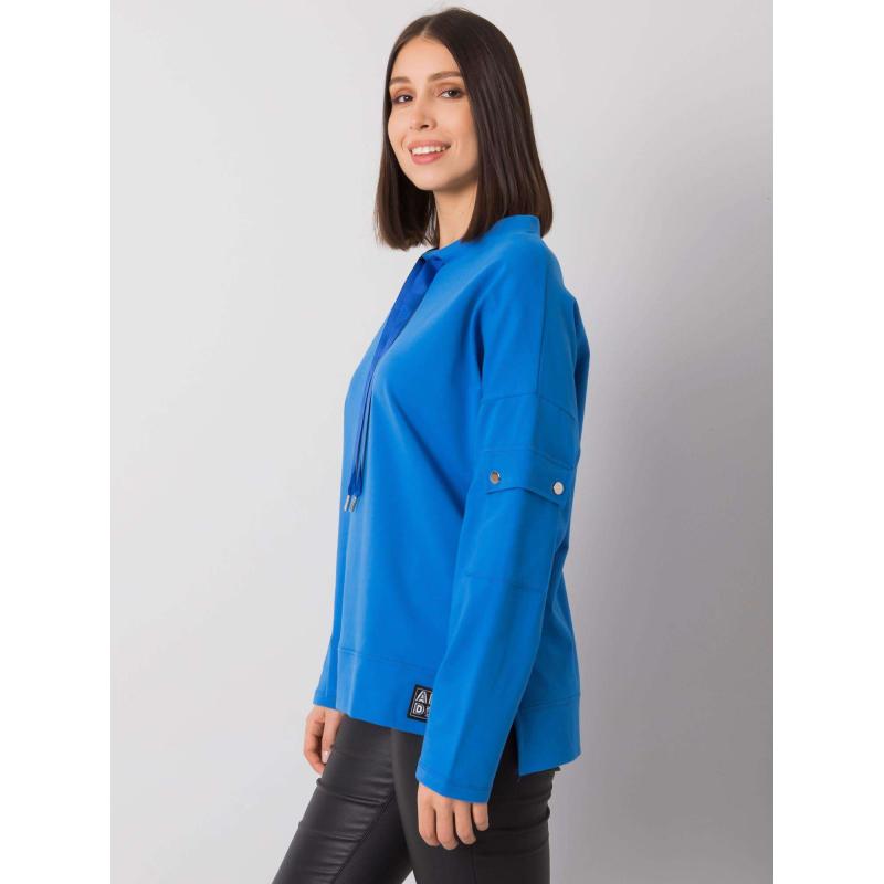 Dámska plus size blúzka s vreckami na rukávoch LUNNARA modrá