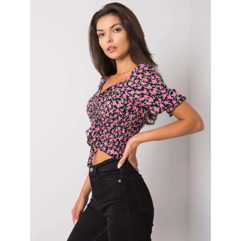 Dámská halenka květinová Kami RUE PARIS černá