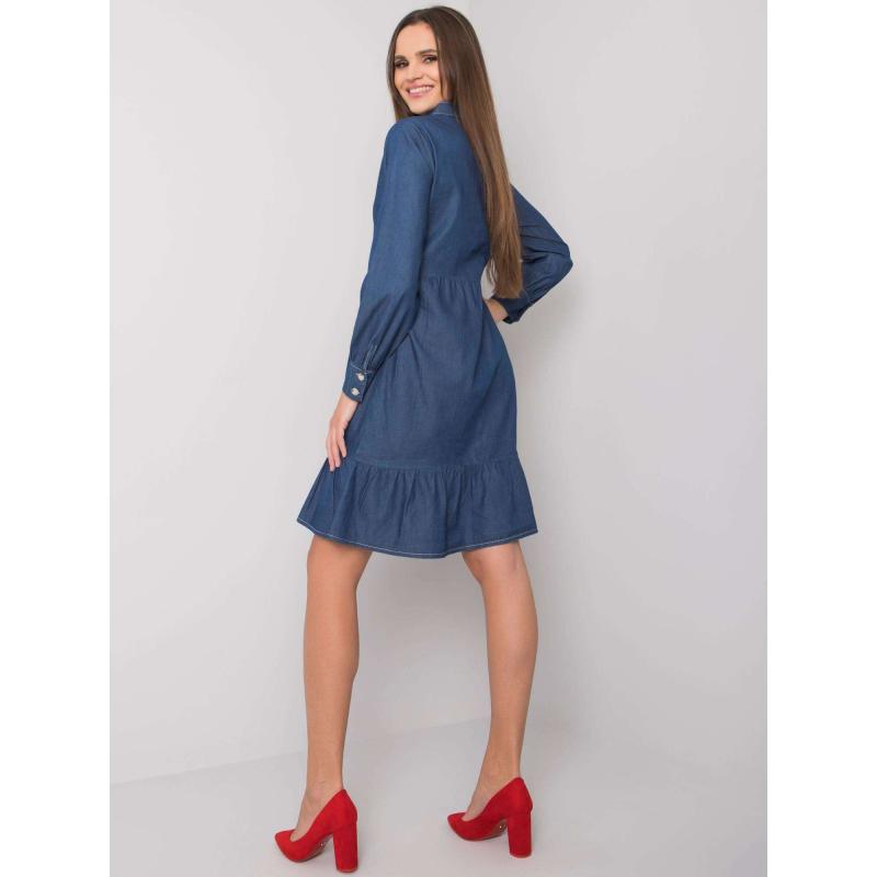 Női Sophia fodros ruha RUE PARIS sötétkék