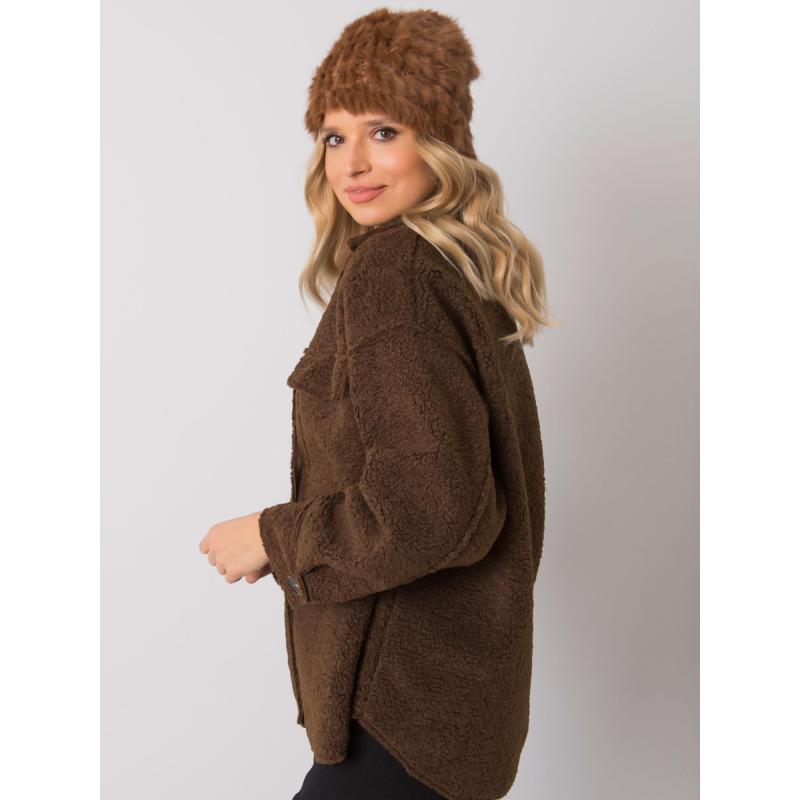 Dámska čiapka s kožušinou svetlohnedá
