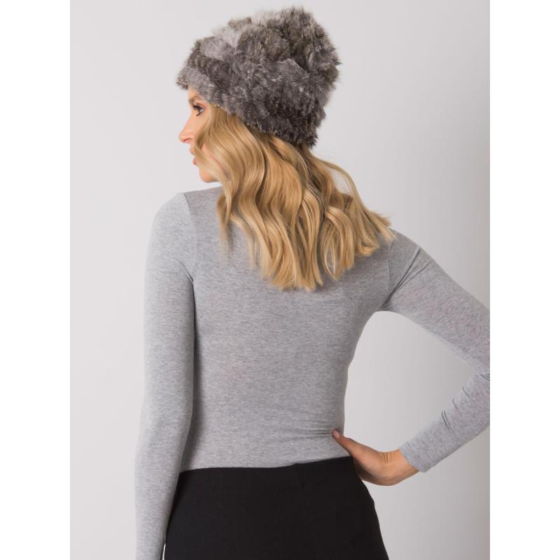 Dámska melanžová kožušinová čiapka tmavosivá