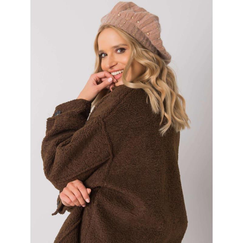 Dámska čiapka s aplikáciou tmavobéžová