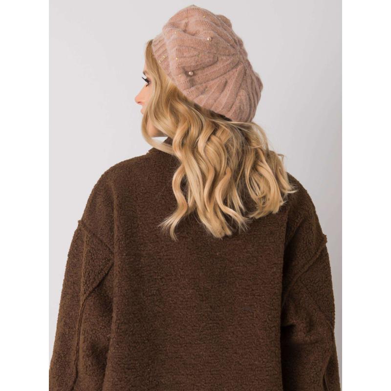 Dámska čiapka s aplikáciou tmavobéžová