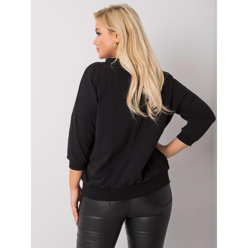 Női plus size pamut blúz SHELLY fekete
