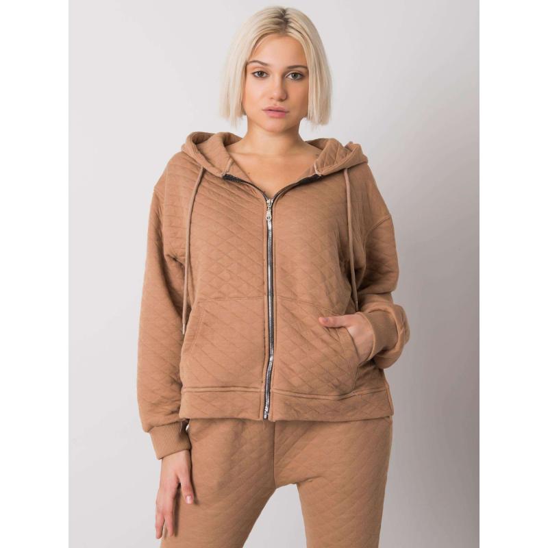Dámská mikina na zip prošívaná AREZZO hnědá