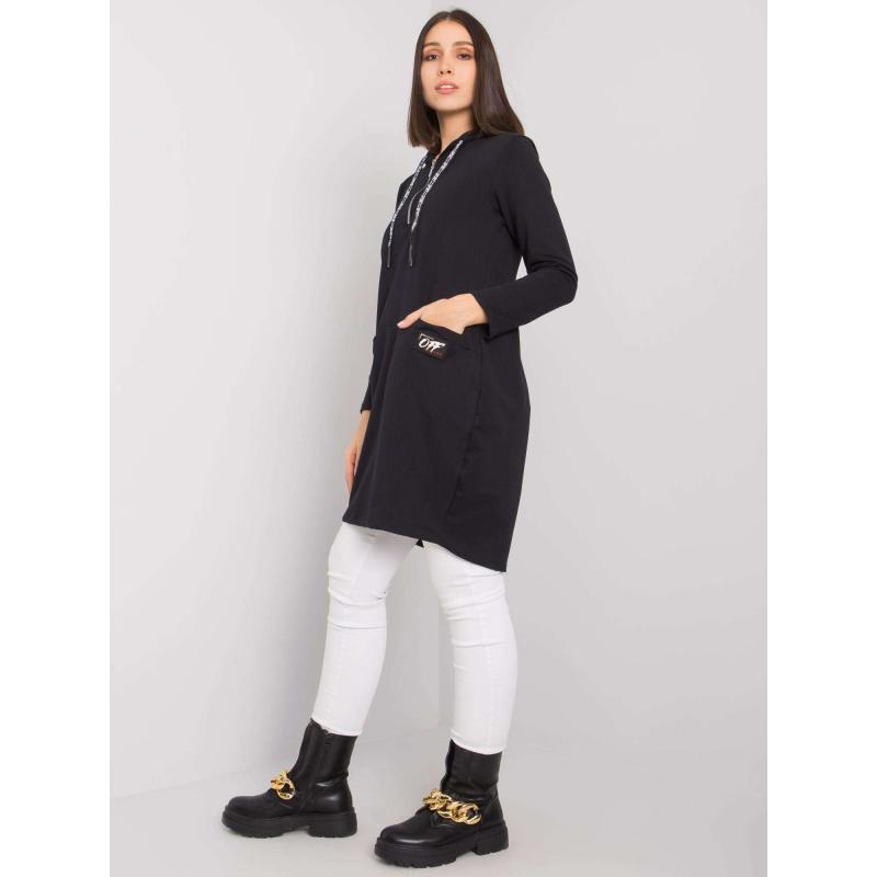 Női kapucnis pamut plus size tunika KIERRA fekete