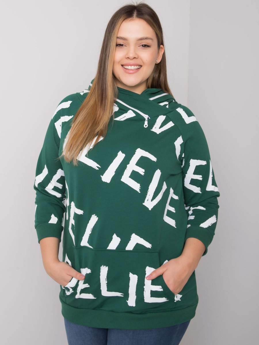 Dámská mikina plus size vzorovaná PERTH tmavě zelená 