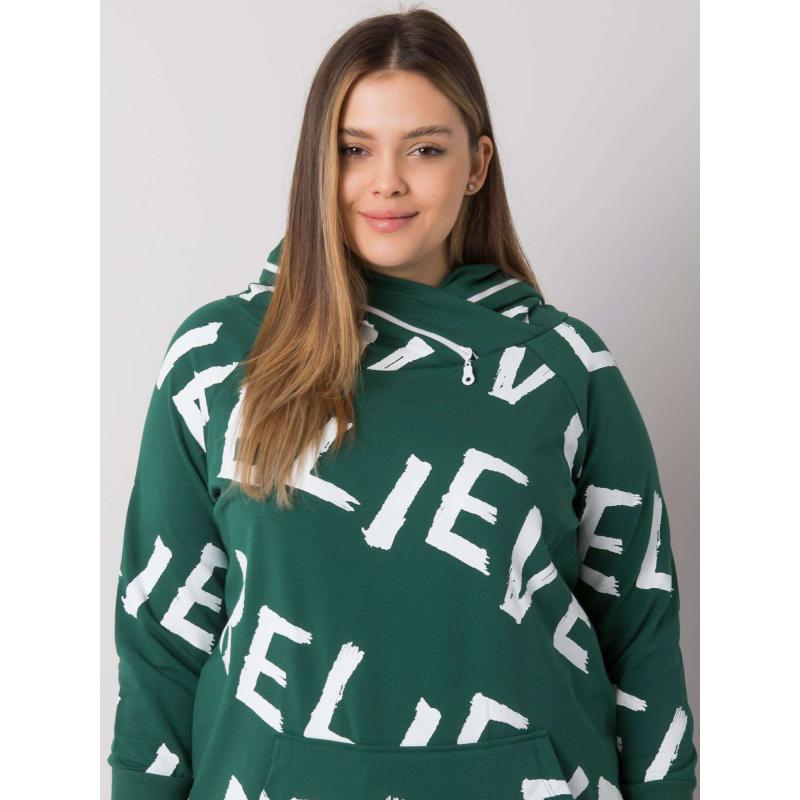 Dámska plus size mikina s kapucňou PERTH tmavozelená