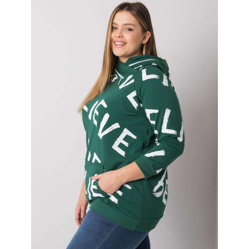 Dámska plus size mikina s kapucňou PERTH tmavozelená