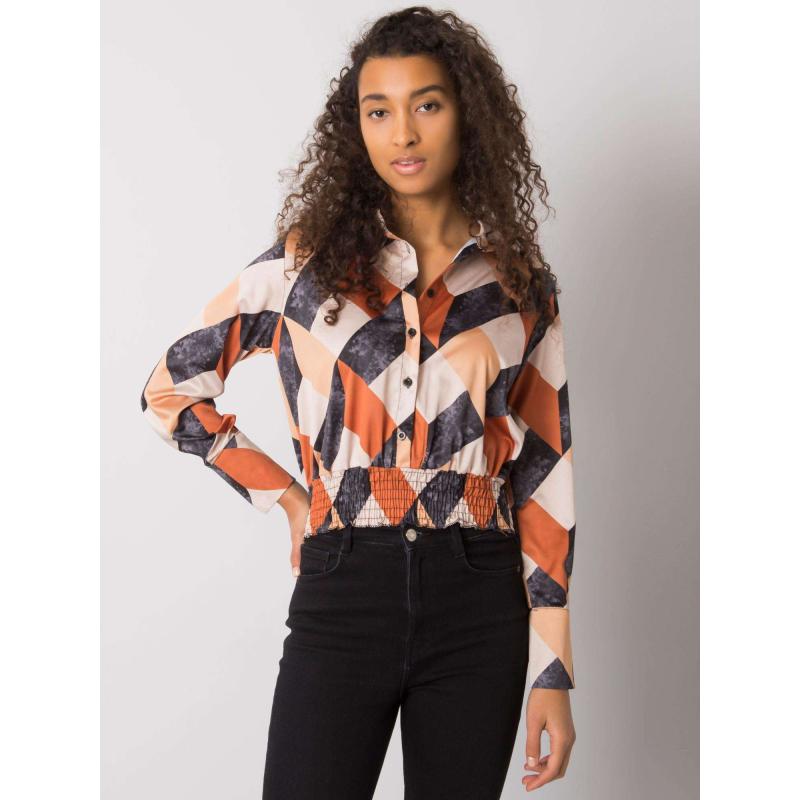 Dámska vzorovaná košeľová blúzka GRIZELLA black and beige
