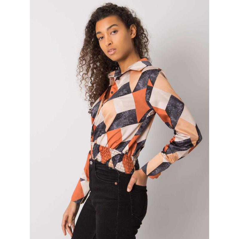 Dámska vzorovaná košeľová blúzka GRIZELLA black and beige