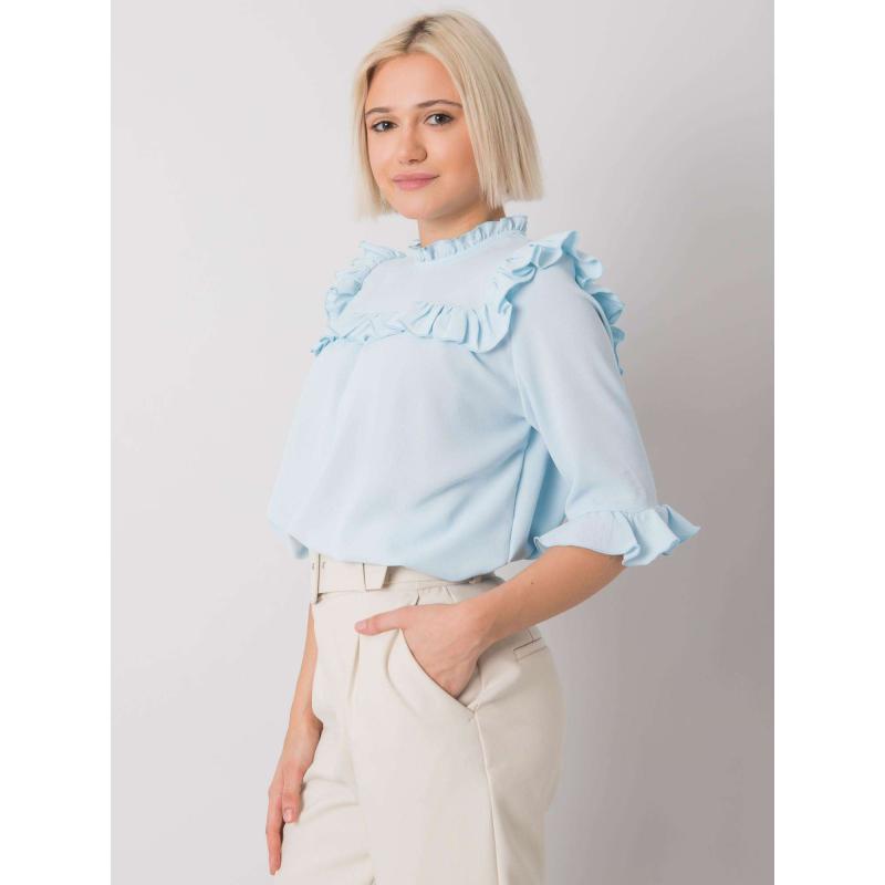 Dámska blúzka s volánmi Limassol RUE PARIS light blue