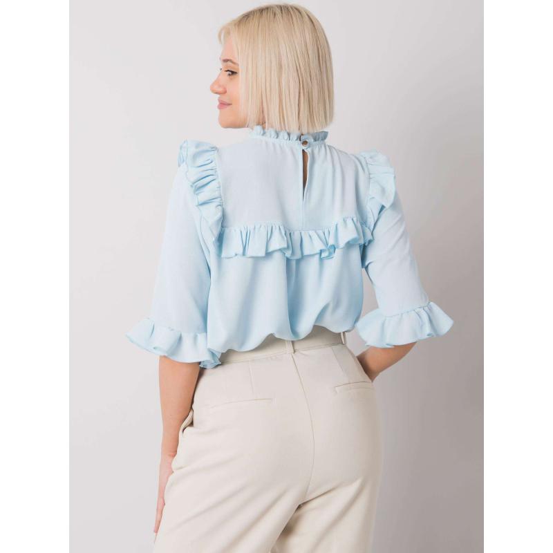 Dámska blúzka s volánmi Limassol RUE PARIS light blue