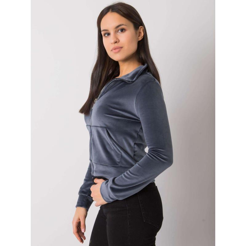 Dámská mikina velurová Charley RUE PARIS tmavě šedá  