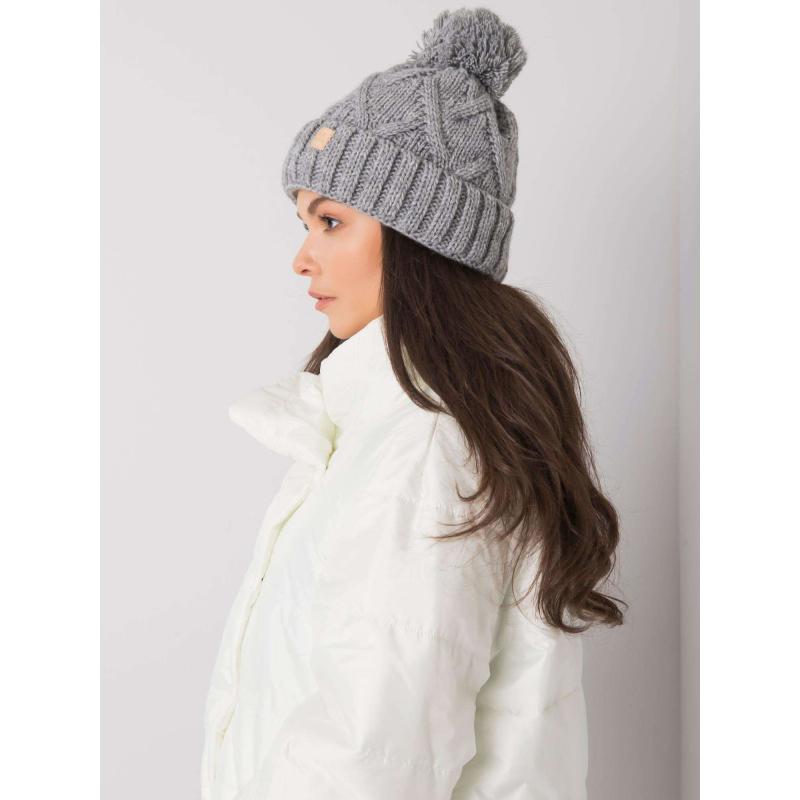 Dámská čepice s bambulí WINTER šedá 