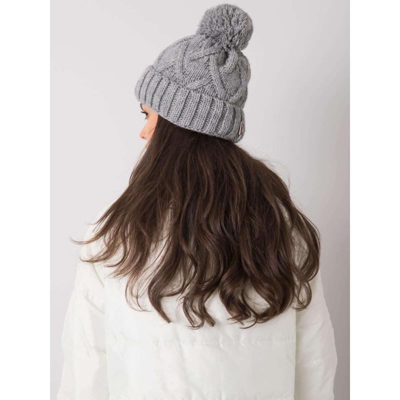 Dámská čepice s bambulí WINTER šedá 